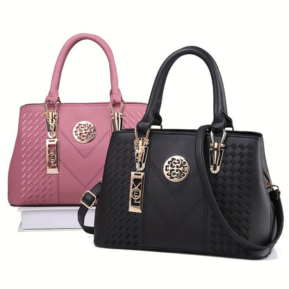 Elegant Embroidery Detail Tote Bag, Women's Top Handle Satchel Purse, Fashion Large Capacity Crossbody Bag