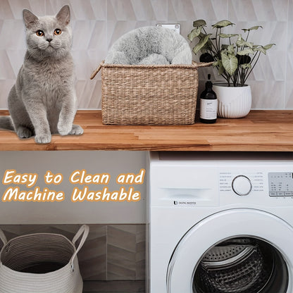 [Soft Donut Cat Bed Nest] Soft Warm Donut Cat Bed Nest, Calming Donut Cuddler Cat Bed, Comfortable And Washable Cat Cushion Nest With Non-slip Bottom Indoor Cats Christmas Gift