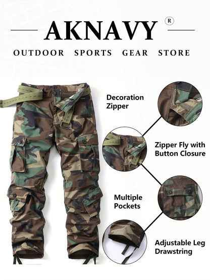 Men's Camouflage Cargo Pants - Comfortable, Durable, Multi-Flap Pocket Outdoor Work Pants for Hiking, Camping, and Heavy-Duty Activities