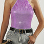 Sequined Tie Back Halter Top, Elegant Sleeveless Top For Summer, Women's Clothing