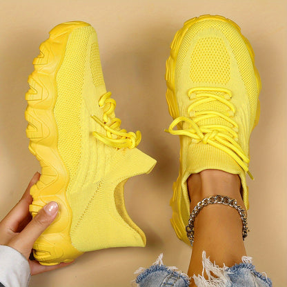 Women'S Casual Sports Sneakers, Striped Low Top Slip-On Shoes with Round Toe, Non-Slip Rubber Sole, Fabric Upper & Inner, All-Season Spring Footwear