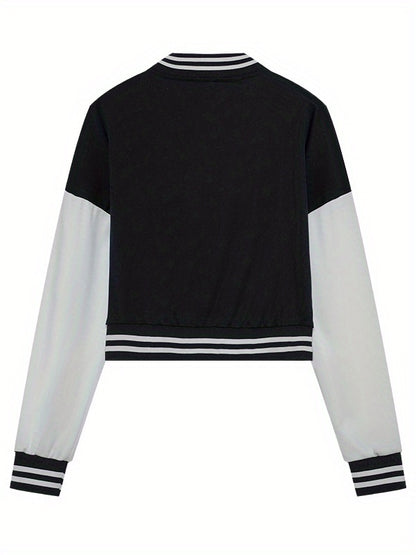 Casual Two-piece Set, Button Front Bomber Jacket & Drawstring Pants Outfits, Women's Clothing