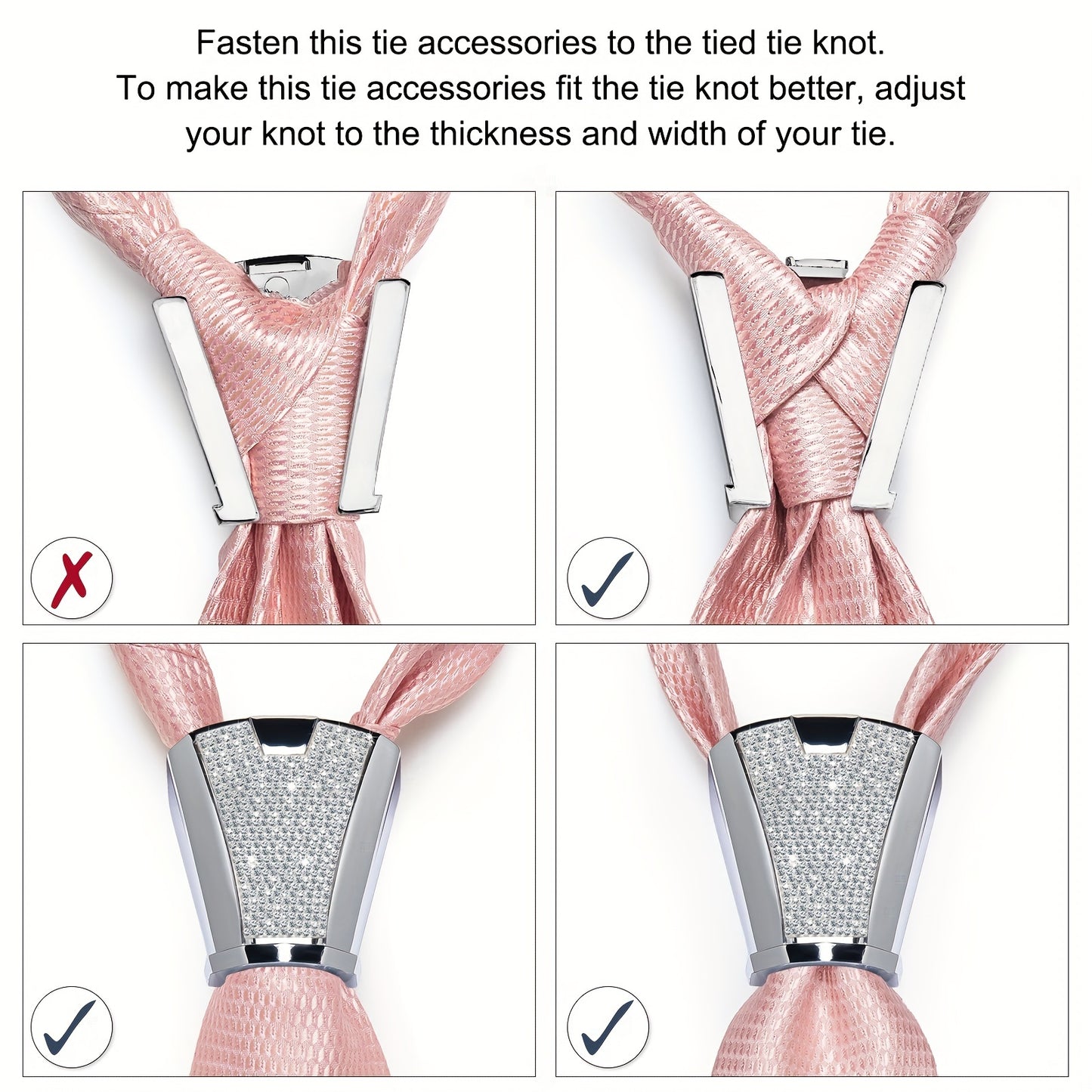 [For Business Silvery Necktie Set] Men's Necktie Silvery Ring & Handkerchief & Cufflinks Set For Business Accessories With Gift Box