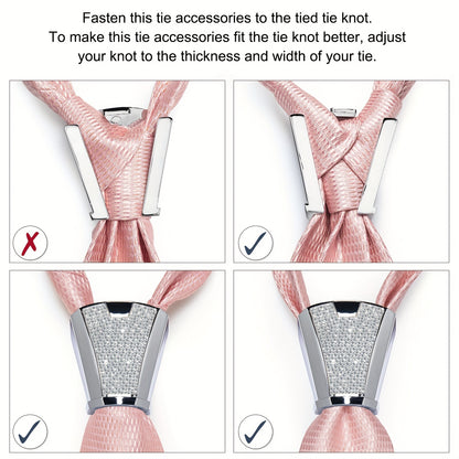 [For Business Silvery Necktie Set] Men's Necktie Silvery Ring & Handkerchief & Cufflinks Set For Business Accessories With Gift Box