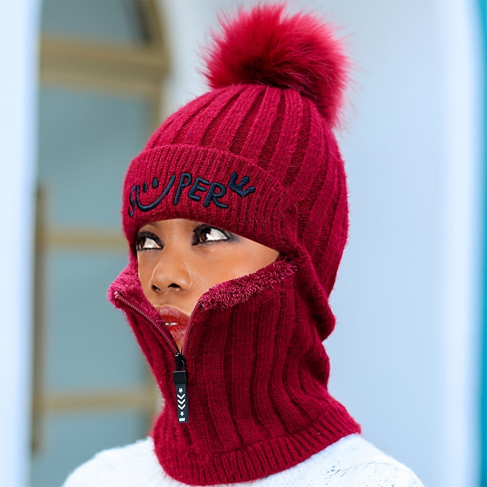 1pc one-piece Warm Knitted Hat with Fleece Lining for Men and Women - Perfect Gift for Winter