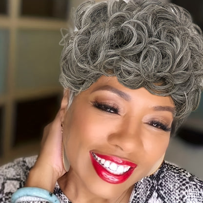 Flattering Short Curly Pixie Wig with Versatile Bangs - Lustrous Synthetic Hair, Easy for Beginners, Heat Resistant and Durable