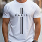 Paris Print, Men's Graphic Design Crew Neck T-shirt, Casual Comfy Tees Tshirts For Summer, Men's Clothing Tops For Daily Vacation Resorts