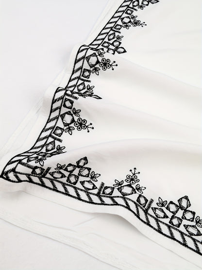 Bohemian Golden Embroidered Plus Size Maxi Dress with Bat Sleeves for Ramadan