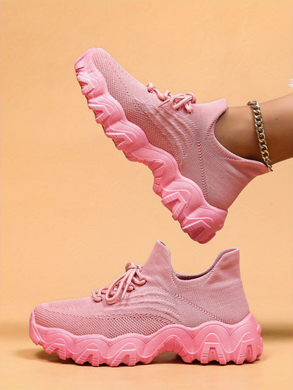 Women'S Casual Sports Sneakers, Striped Low Top Slip-On Shoes with Round Toe, Non-Slip Rubber Sole, Fabric Upper & Inner, All-Season Spring Footwear