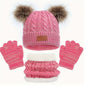 3pcs/set Winter Children's Warm Plus Velvet Scarf Baby Knitted Hat Hat Gloves For 2-8 Years