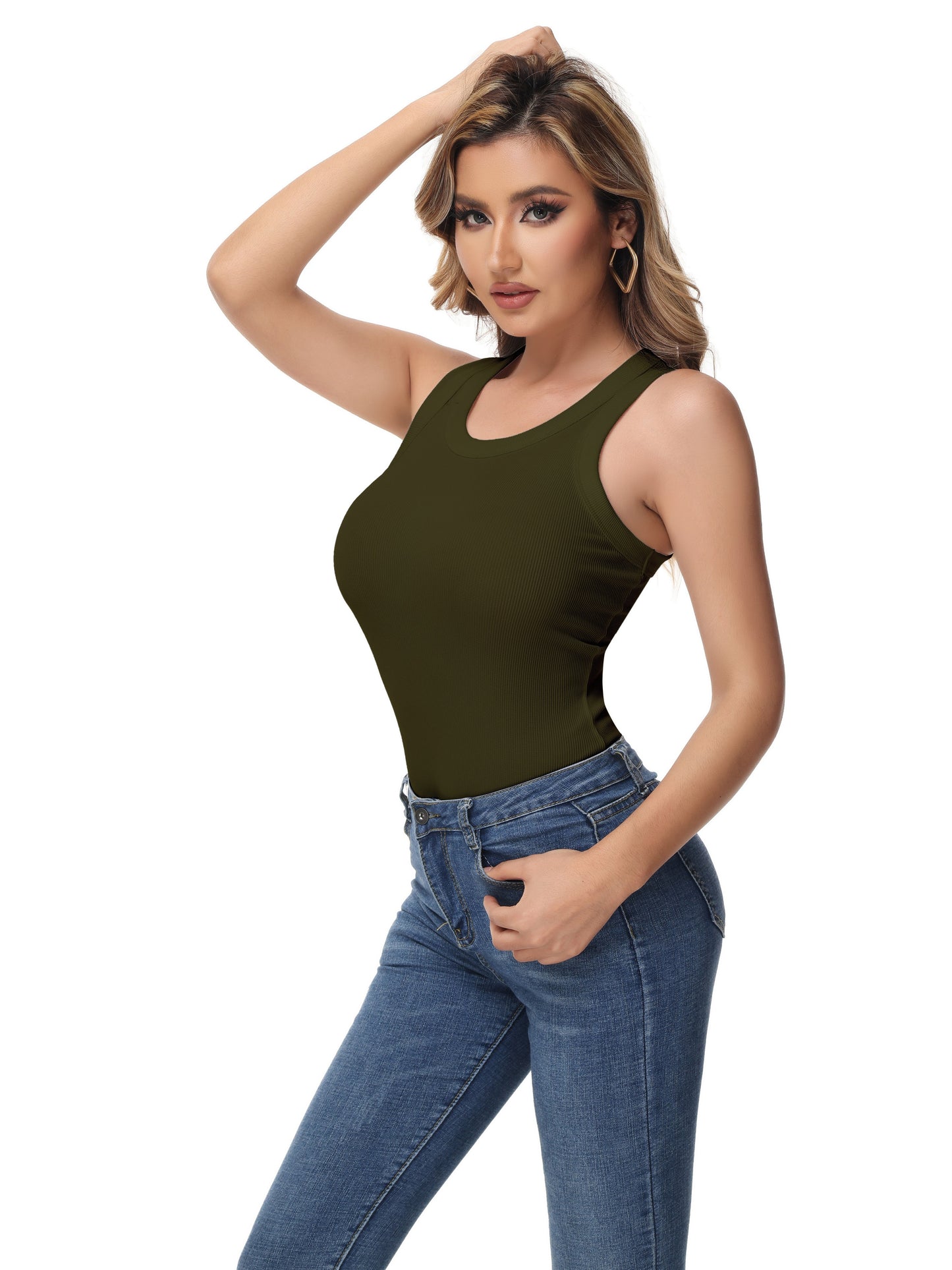 Women Sleeveless Sports Tank Top, Workout Casual Rib Basic Slim Fit Sports Tank Top, Women's Activewear for Koningsdag/King's Day