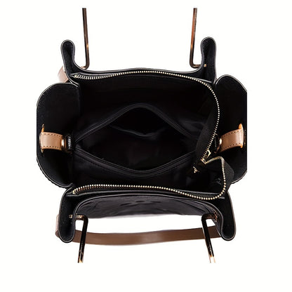 Classic Elegant Flower Embossed Satchel Handbag, Fashionable All-Match Bag For Work