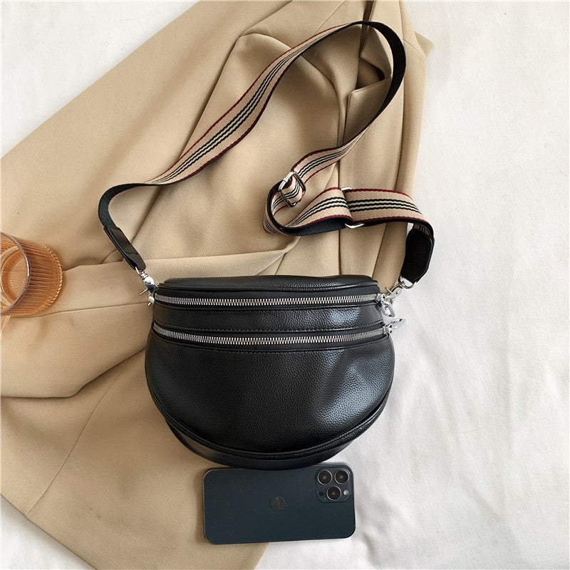 Elegant Convertible Faux Leather Bag: Chic Fanny Pack/Crossbody with Secure Zip & Adjustable Wide Strap for Stylish Women