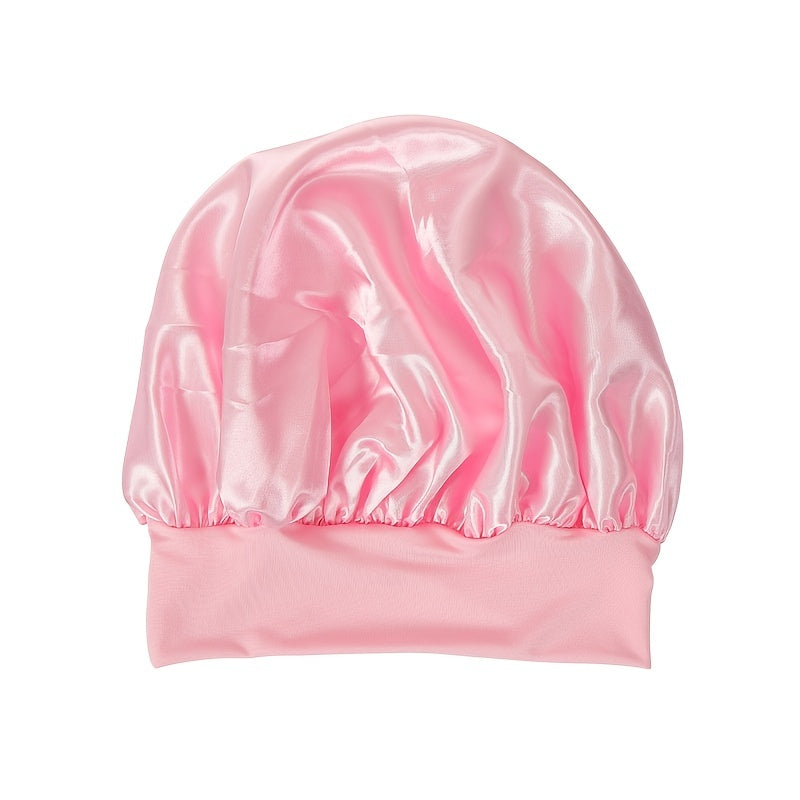1pc Silky Satin Bonnet for Curly Hair - Wide Band Night Sleep Cap for Girls and Women - Soft and Comfortable Hair Cover for Sleeping and Styling