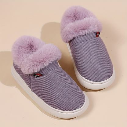 Ultra Soft Cozy Fuzzy House Slippers - Winter Warm Plush Lined Shoes for Men and Women - Cozy Corduroy Slip On Slippers with Fleece Lining for Cold Weather