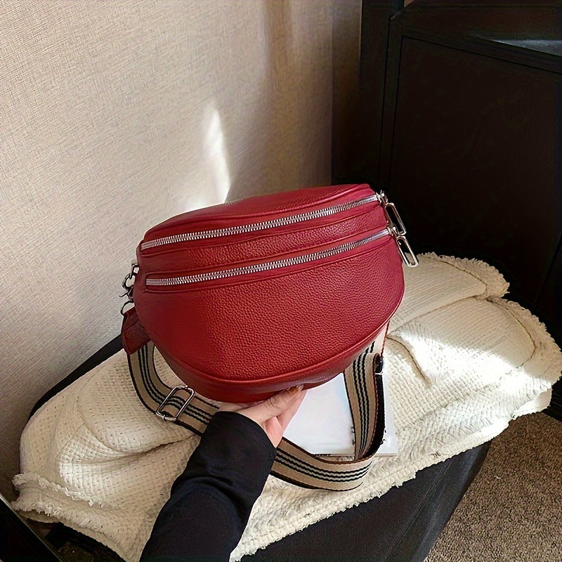 Elegant Convertible Faux Leather Bag: Chic Fanny Pack/Crossbody with Secure Zip & Adjustable Wide Strap for Stylish Women