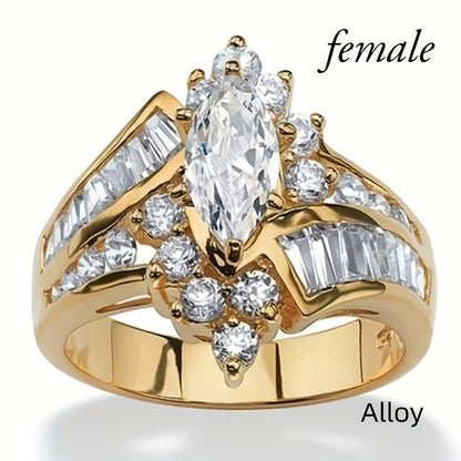 Fashionable Casual Romantic Stainless Steel Double-row Imitation Zirconia Ring