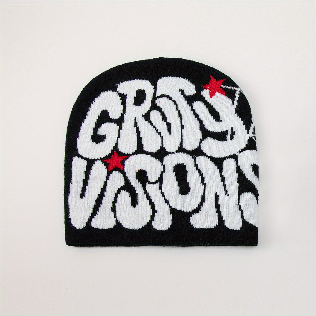 1pc Men's Funky "GRU VISION" Spider Web Knit Beanie - 100% Acrylic, Trendy Letter & Star Design in Multiple Colors, Soft & Stretchy Fabric for Casual Attire