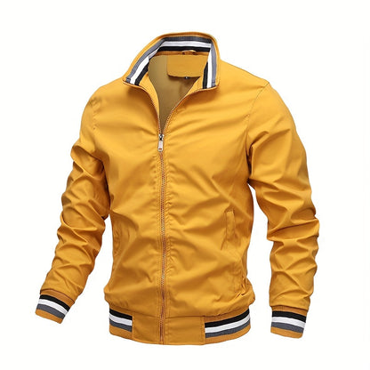 Men's Casual Stand Collar Jacket Coat Regular Fit College Hipster Windbreaker For Spring Autumn