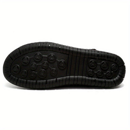 Men's Retro Brown Faux Leather Sandals - Adjustable Hook and Loop Fastener, Non-Slip Rubber Sole, Comfortable Open-Toe Slides for Outdoor Hiking, Trekking, Beach Wear | Spring/Summer/Autumn