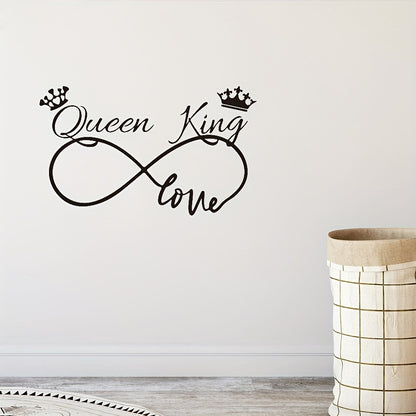 1pc Romantic Queen King Wall Sticker, Infinite Love Couples Room, Vinyl Wall Decal, Bedroom Living Room Sweet Decor Art Murals