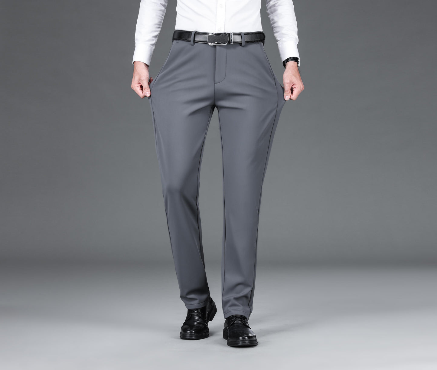 Men's Warm Thick Stretch Dress Pants for Fall/Winter Business Formal Wear