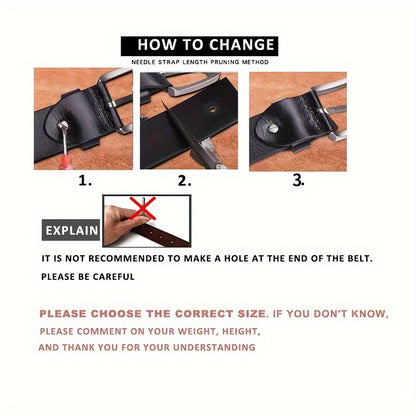 1pc Pu Leather Strap, Fashion Pin Buckle Belts For Men