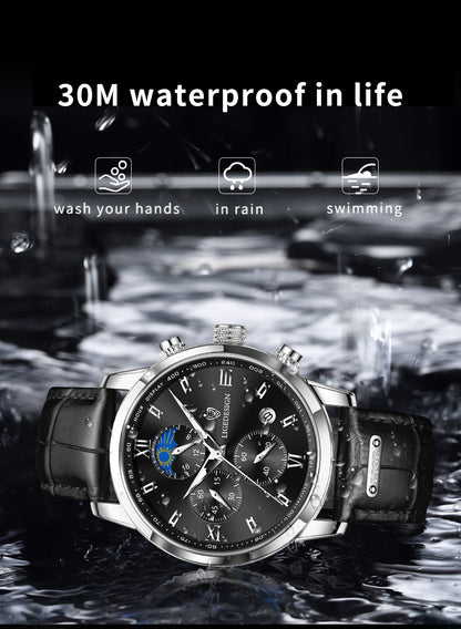 LIGE Men Watch Luxury PU Leather Sport Quartz Wristwatch Chronograph Watch For Men Masculino Men Gift Christmas Gift