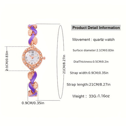 Elegant Rhinestone Quartz Women's Watch & Chic 4pc Jewelry Set - Shock-Resistant, Japanese Movement, Perfect Gift