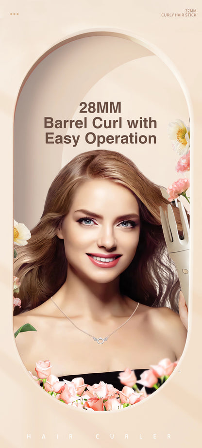 Genai Automatic Hair Curler: 28mm Barrel, 4 Temperature Settings, Negative Ion Generator, Intelligent Timer & Sensor, Auto Shut-Off for Safety