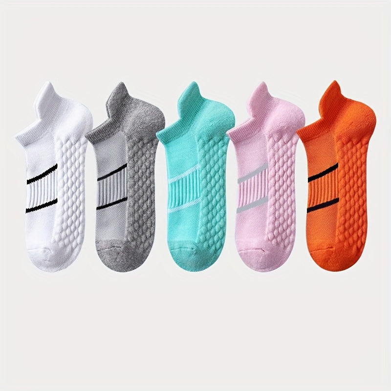 5pairs Men's Professional Sports Socks, Summer Thin Mesh Breathable Sweat-absorbing Anti-odor Ear Lifting Heel Guard Short Socks