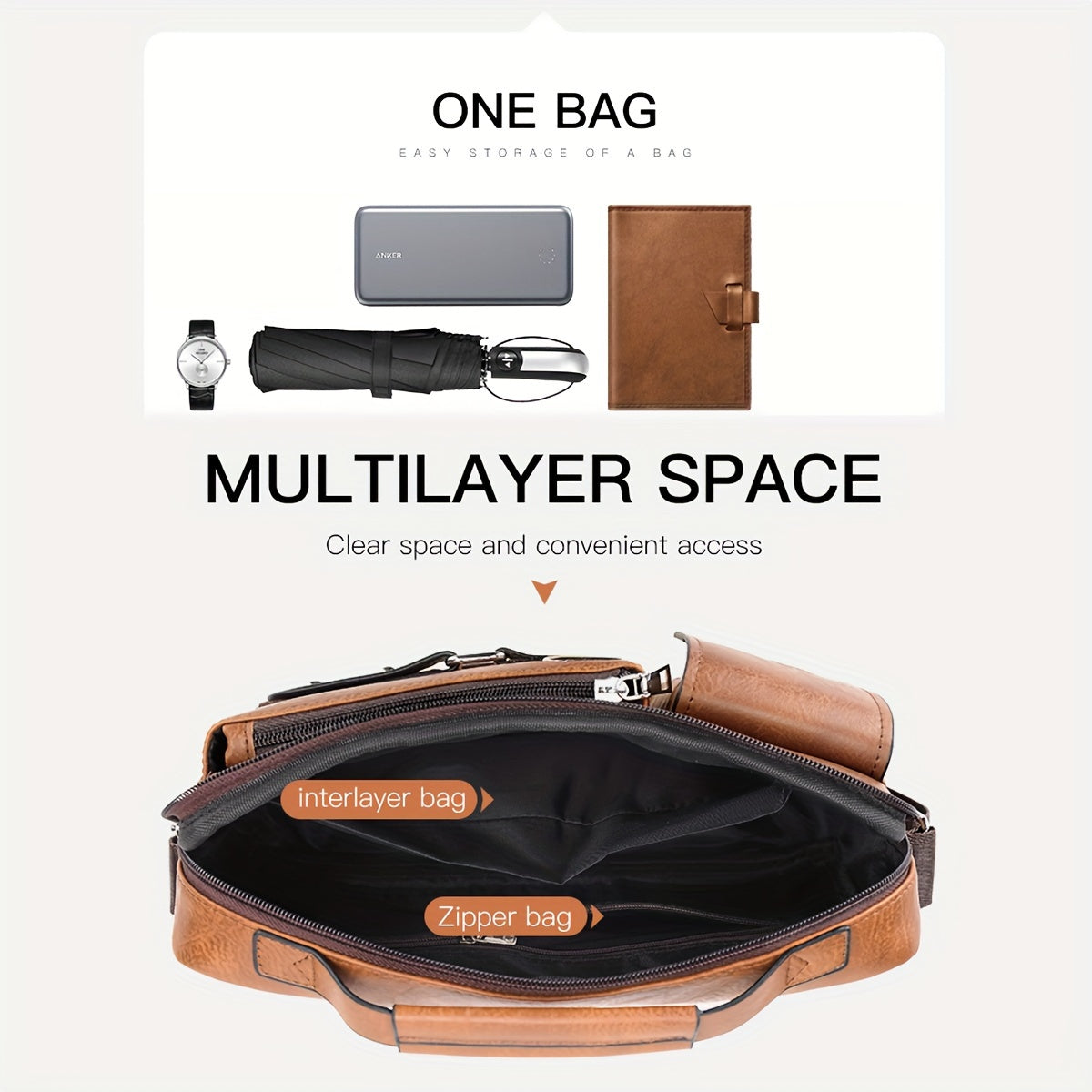 1/2pcs Men's Business Adjustable Strap Sling Bag, Casual PU Leather Shoulder Messenger Bag
