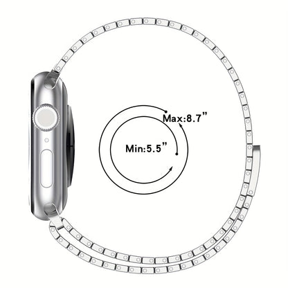 38mm-49mm Adjustable Stainless Steel Magnetic Band - Water-Resistant, Comfortable, Sports-Themed Metal Strap for iWatch Series 1/2/3/4/5/6/7/8 - Compatible with Multiple Models, Durable, and Stylish