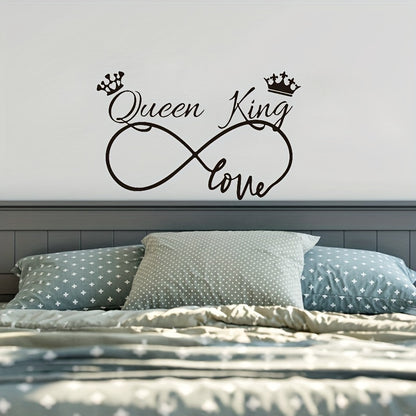 1pc Romantic Queen King Wall Sticker, Infinite Love Couples Room, Vinyl Wall Decal, Bedroom Living Room Sweet Decor Art Murals