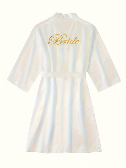 Luxurious Solid Satin Night Robe - Elegant Women's Long Sleeve V Neck Sleepwear with Belt and Adjustable Waist - Soft, Comfortable, and Stylish Nightgowns & Sleepshirts for a Restful Night's Sleep