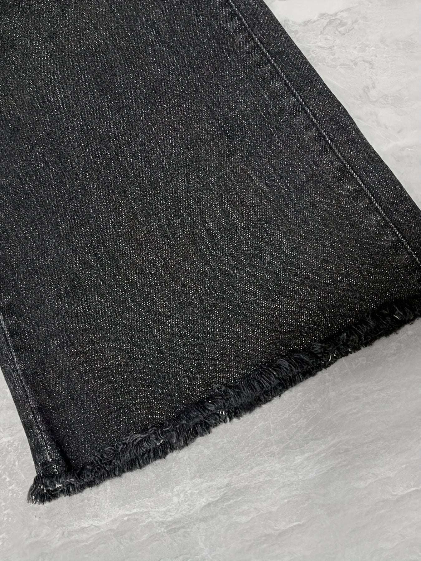 High-Rise Blue Raw Hem Flare Jeans - Slim Fit Bell Bottoms for Women - High-Stretch Denim Clothing with Trendy Style