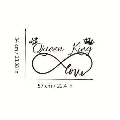 1pc Romantic Queen King Wall Sticker, Infinite Love Couples Room, Vinyl Wall Decal, Bedroom Living Room Sweet Decor Art Murals