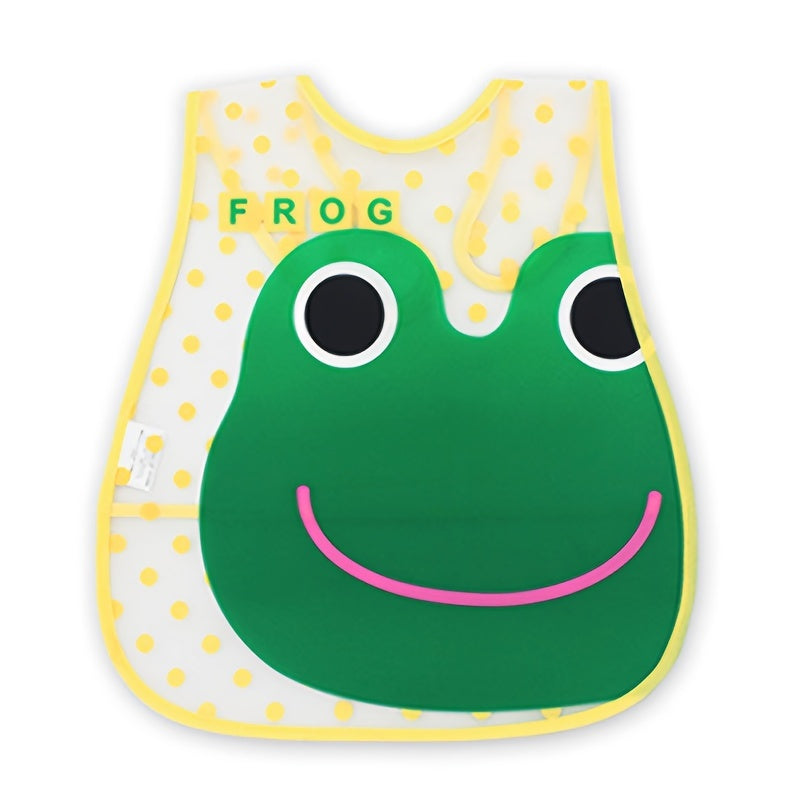Waterproof Youngsters Feeding Bib with Pockets - Cute Cartoon Designs, Dirt-Resistant EVA Material for Boys & Girls