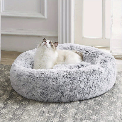 [Soft Donut Cat Bed Nest] Soft Warm Donut Cat Bed Nest, Calming Donut Cuddler Cat Bed, Comfortable And Washable Cat Cushion Nest With Non-slip Bottom Indoor Cats Christmas Gift