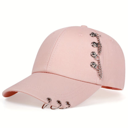1pc 1pc Unisex Trendy Sunshade Adjustable Baseball Cap With Rivets For Outdoor Sport