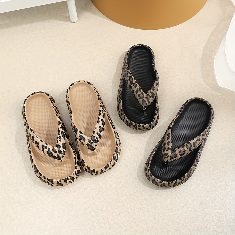 Vibrant Leopard Print EVA Flip Flops - Ultra-Soft, Wear-Resistant, and Cushioned Sole for Comfortable Walking - Perfect Indoor and Outdoor Beach Shoes for Summer