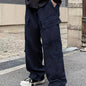 Men's Loose Casual Outdoor Cargo Pants - Multi Flap Pocket Trousers - Trendy Solid Work Pants for Streetwear Hip Hop Style