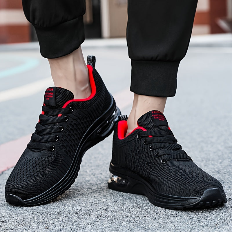 Men's Lace-up Sneakers - Athletic Shoes With Air Cushion - Shock-absorbing And Breathable - Running Basketball Workout Gym
