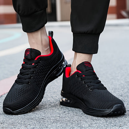 Men's Lace-up Sneakers - Athletic Shoes With Air Cushion - Shock-absorbing And Breathable - Running Basketball Workout Gym