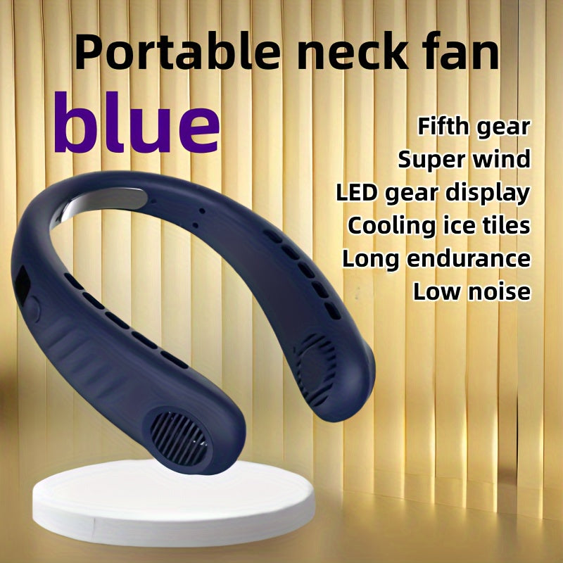 5-Speed Portable Neck Fan with Digital Display - Wearable, Rechargeable, and USB Charging - Perfect for Outdoor Activities, Travel, and Gift Giving