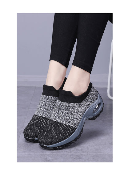 Women's Air Cushion Sole Sock Sneakers, Lightweight Knit Slip On Shoes, Breathable Running Shoes