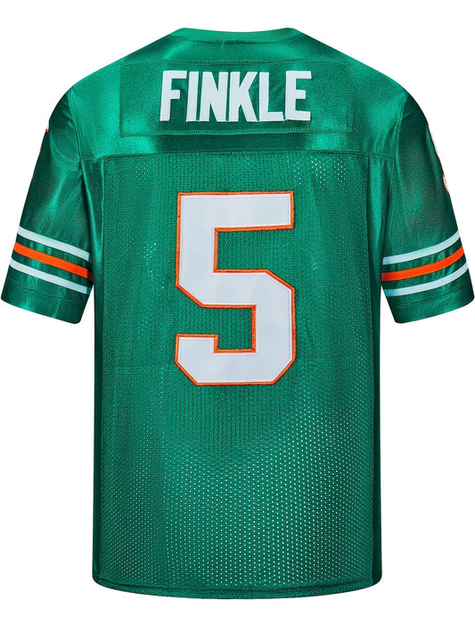 Men's Solid #5 Breathable Rugby Jersey, Active Slightly Stretch V Neck Short Sleeve Uniform American Football Shirt For Training Competition Party