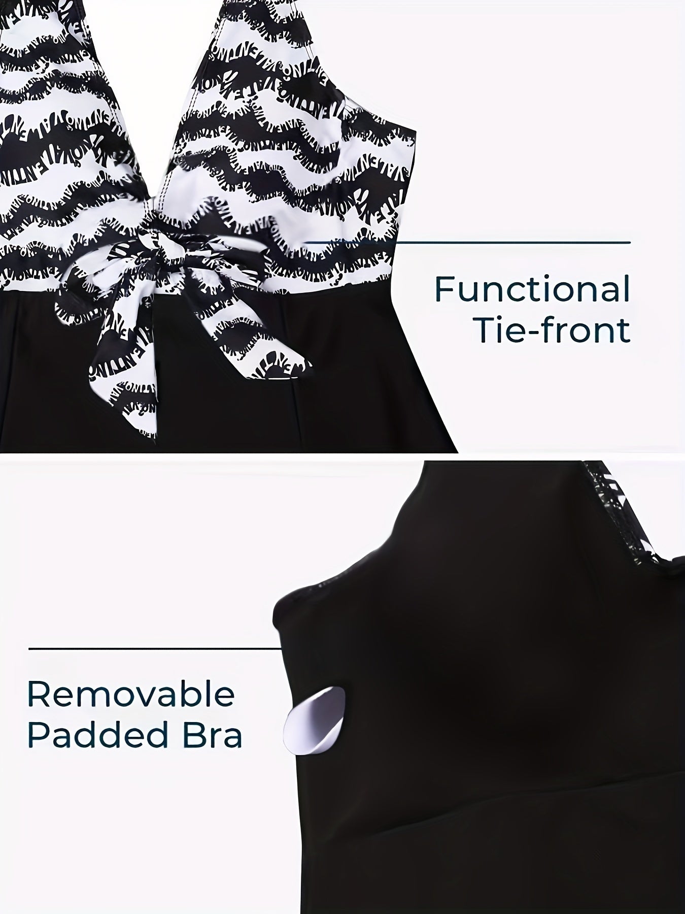 Plus Size Womens Vibrant Floral Print Tie Front V Neck One Piece Swimsuit - High Stretch, Comfortable, Vacation Essential - Polyester Knit Fabric, Random Printing, No Sheer