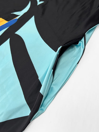 Flowing Maxi Sundress - Vibrant Abstract Art Print - Breezy Spaghetti Straps - Versatile Summer Attire for Women