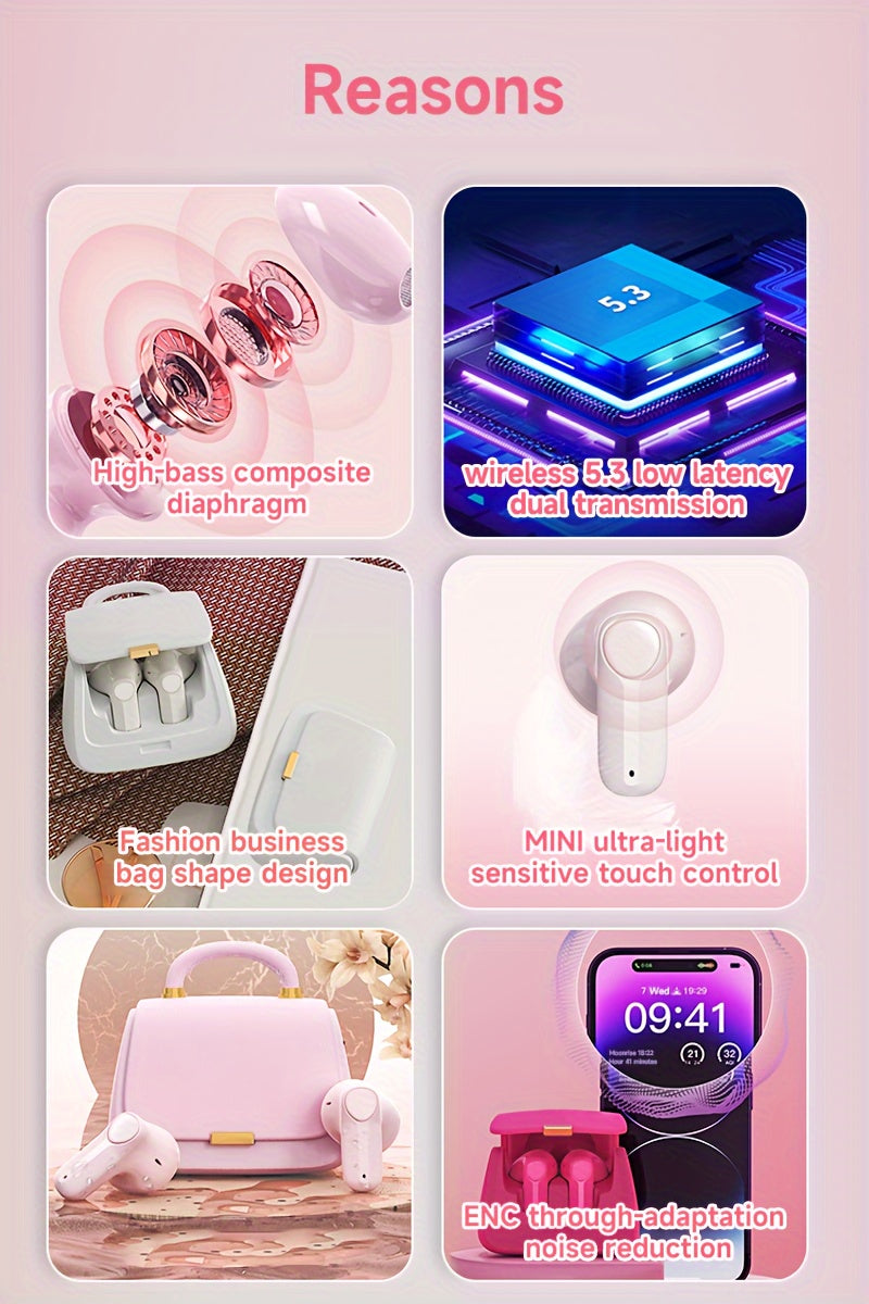 Fashion-Forward Active Noise-Cancelling Wireless Headset: Quick Charge, Touch Control, Gaming-Ready, Unique Handbag-Crafted Design for the Modern User